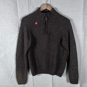 Luca Nobili Mens Brown Wool Blend Speckled 1/4 Zip Pullover Sweater Made Italy M